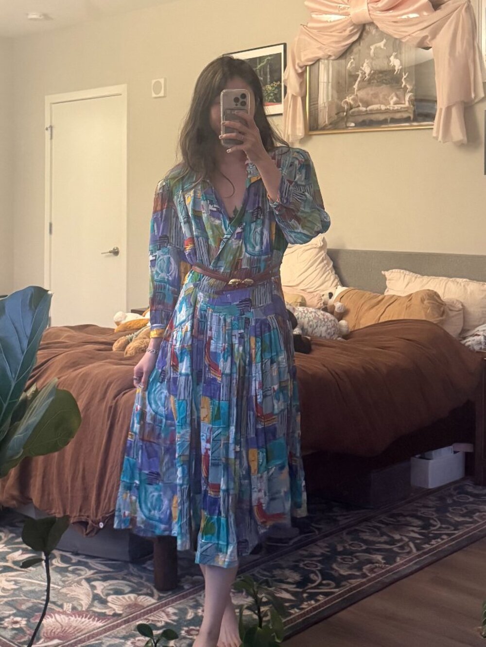 Vintage 80s Rod’elle Multicoloured midi wrap dress with a fun pattern